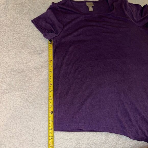 Chicos Asymmetrical Hem Tie Waist Purple Tee Size 1 (Medium) NWOT - Picture 8 of 9